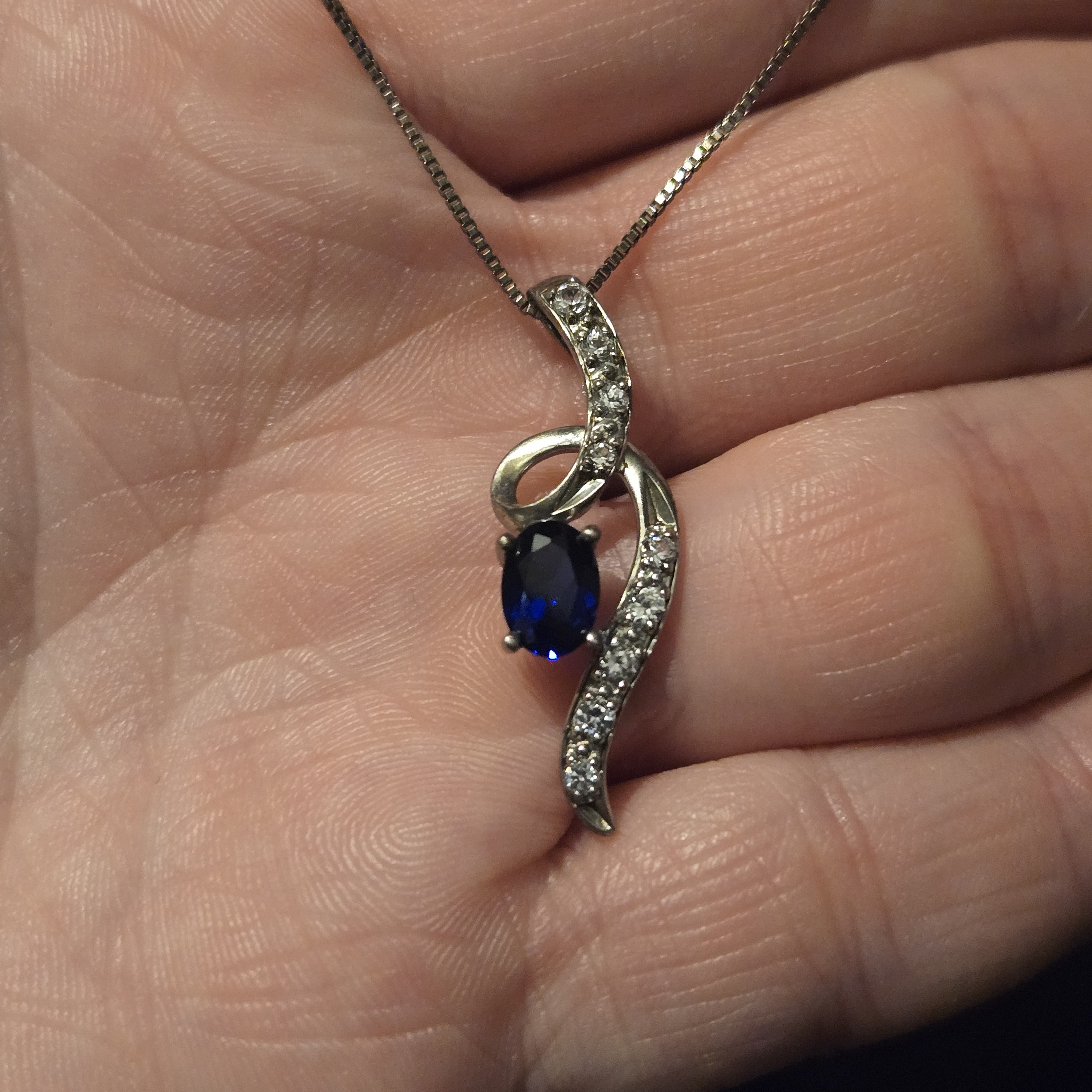 Kay Jewelers Sterling Silver Sapphire And Cz Swirl Pendant Necklace 50$